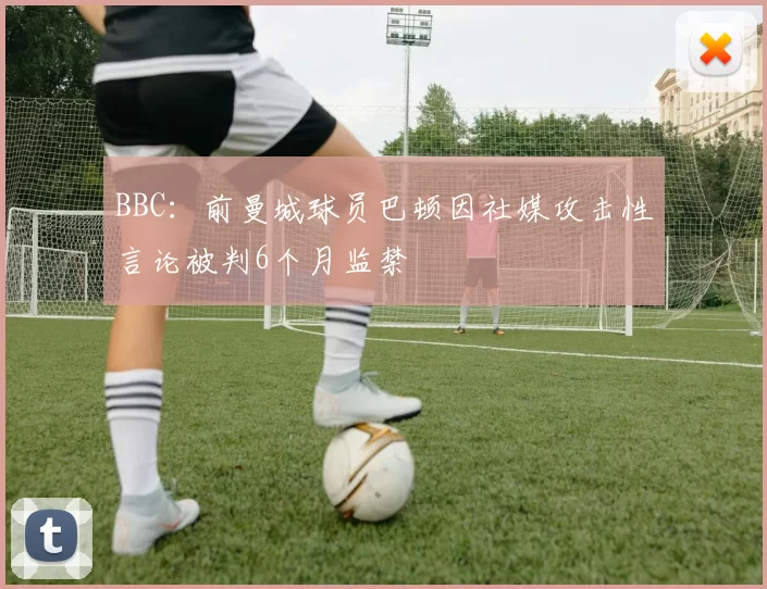 BBC：前曼城球员巴顿因社媒攻击性言论被判6个月监禁